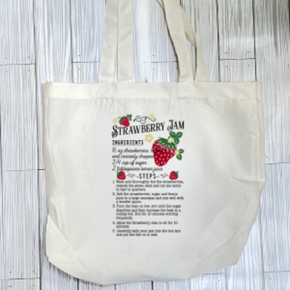 Strawberry JamTote Bag, Reusable Bag, Shopping Bag, Book Bag - Picture 1 of 2